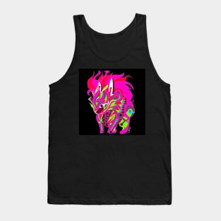 wild rabbit kaiju in rainbow electric colors in mexican patterns Tank Top